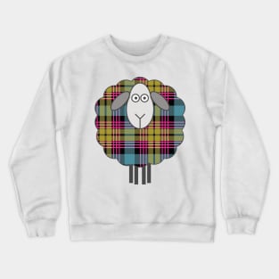 Scottish Pink, Blue and Yellow Tartan Patterned Sheep Crewneck Sweatshirt